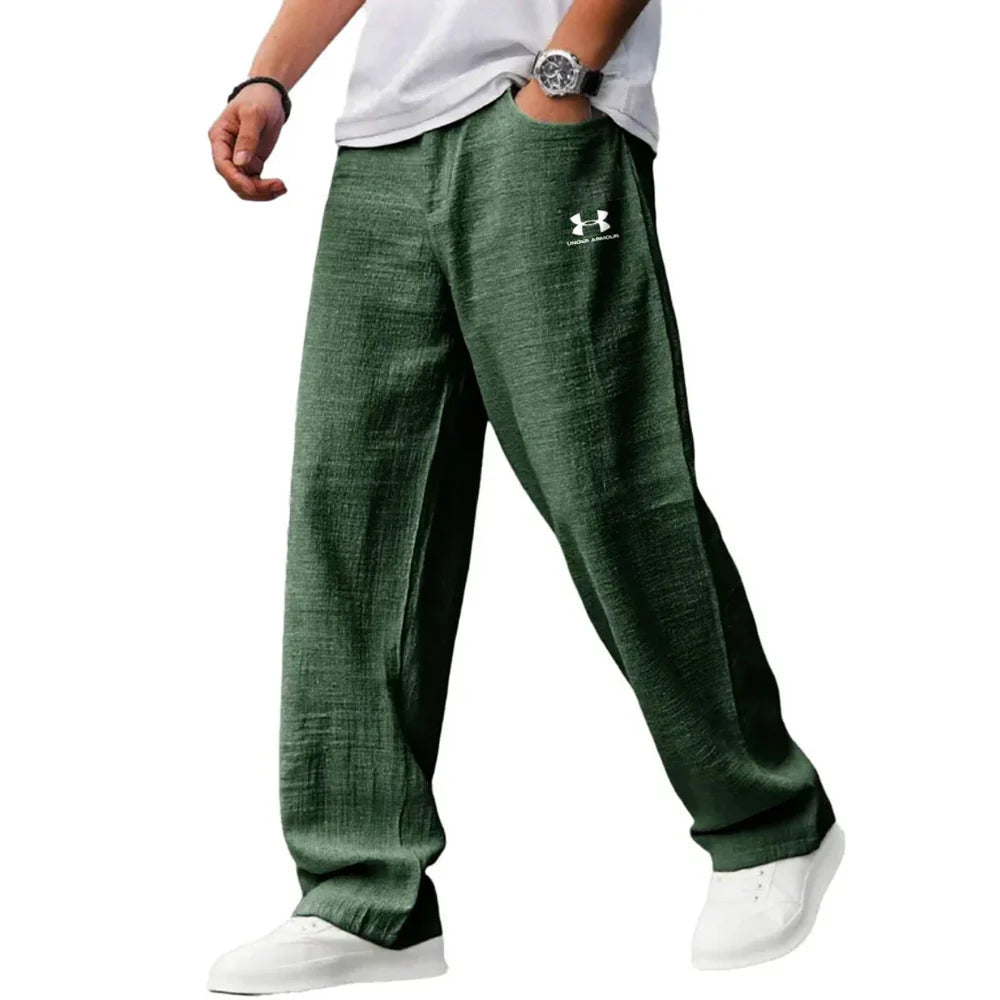Pure cotton casual loose straight-leg trousers