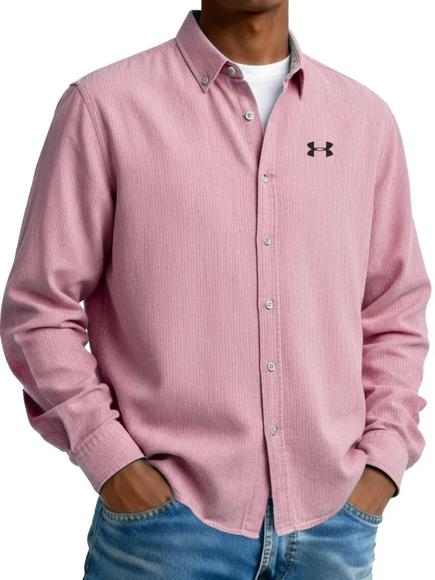 Pure Cotton Urban Commuter Casual Long-Sleeve Shirt with Collar