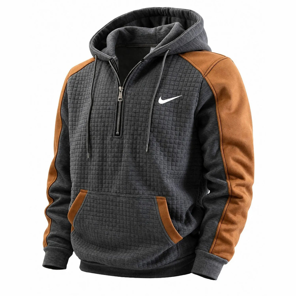 Stylish Color-Block Waffle-Knit Hoodie – New for Autumn