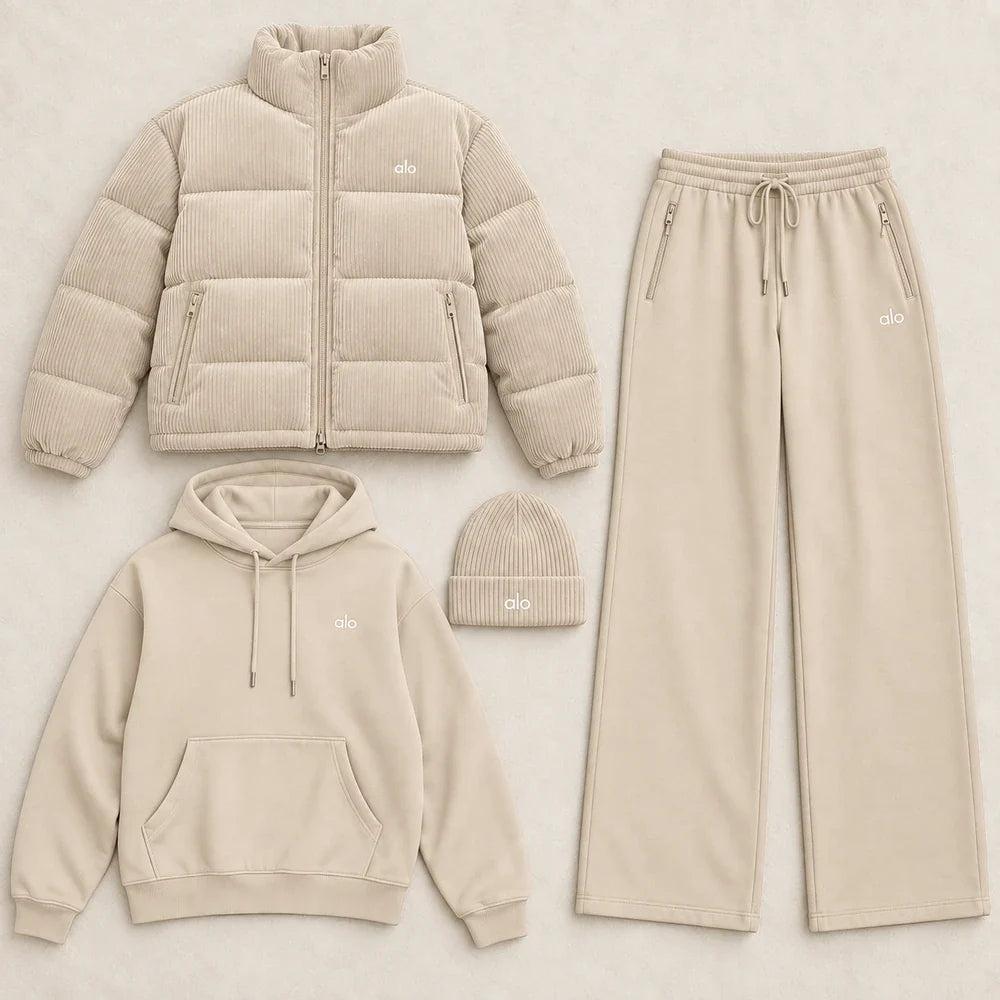Corduroy down jacket set