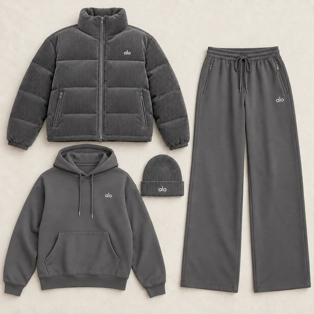 Corduroy down jacket set