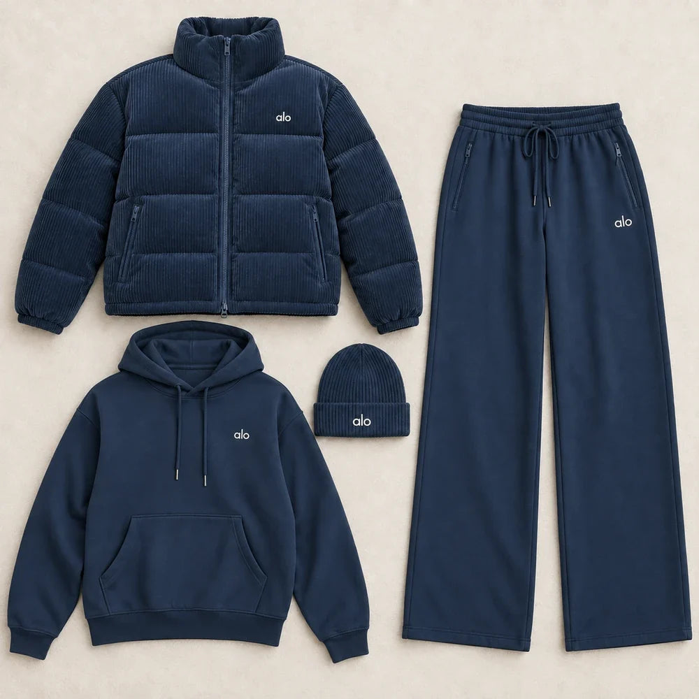 Corduroy down jacket set