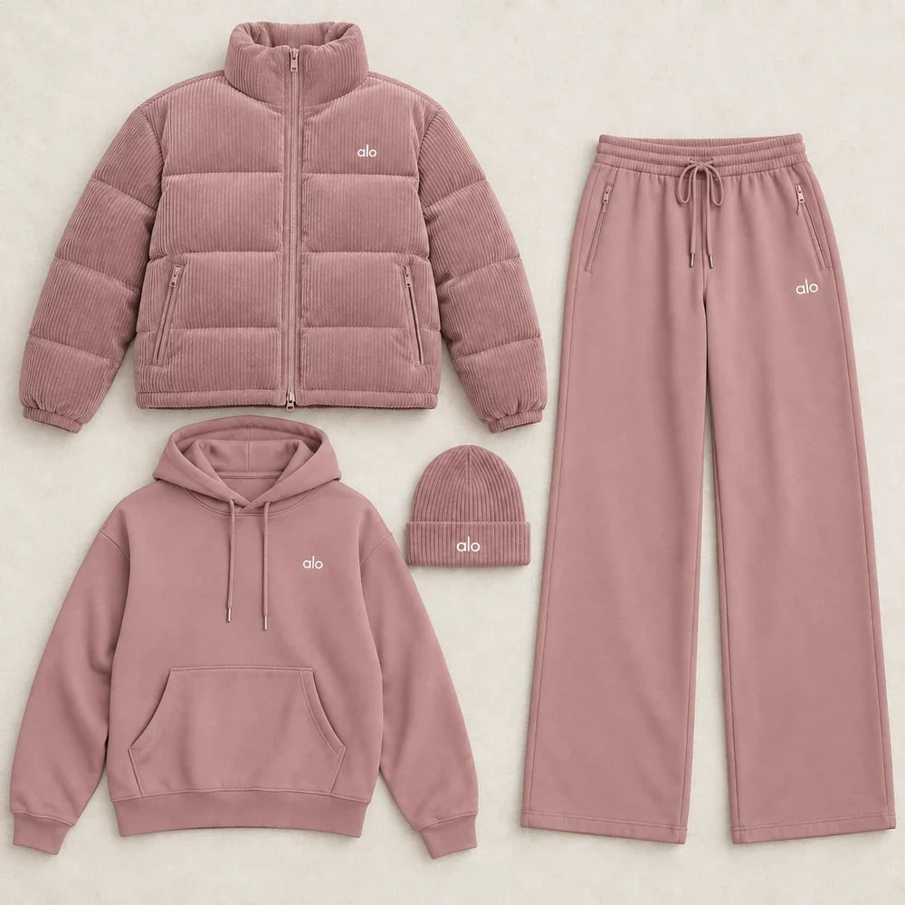 Corduroy down jacket set