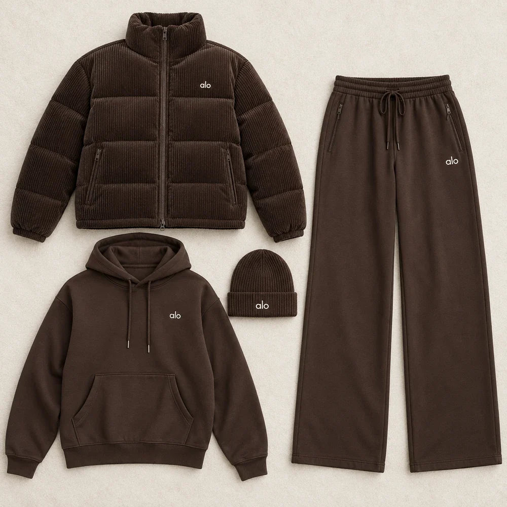 Corduroy down jacket set
