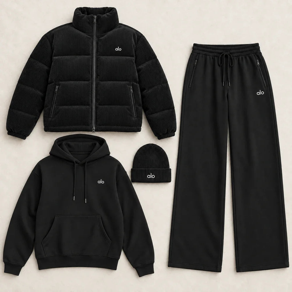 Corduroy down jacket set