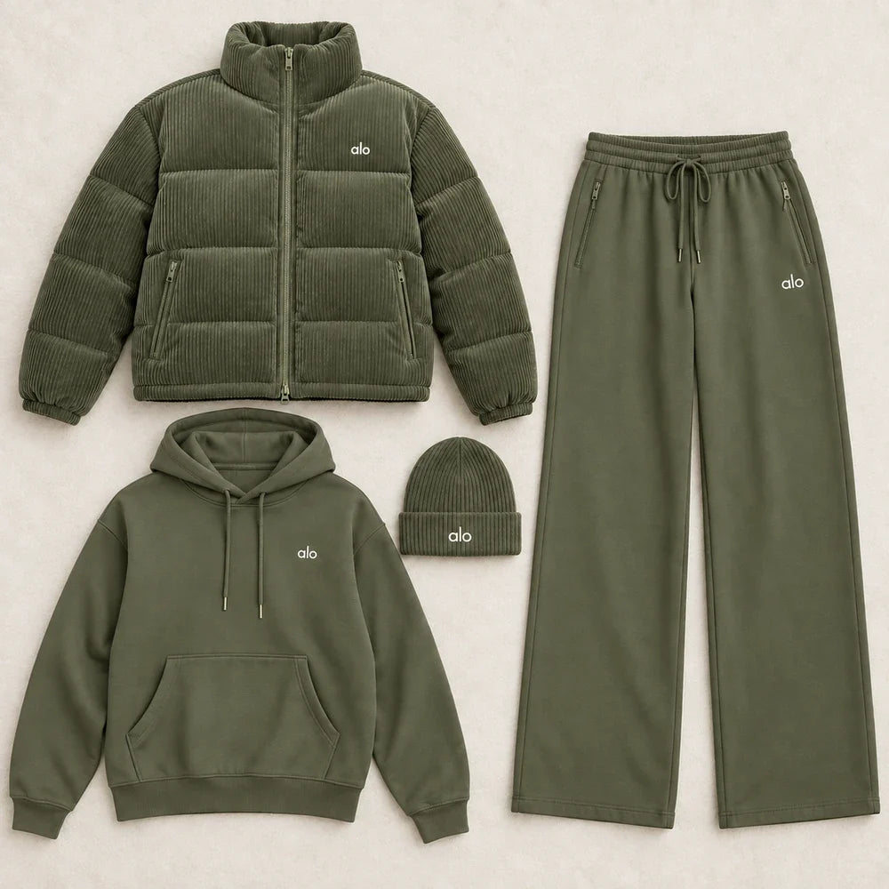 Corduroy down jacket set