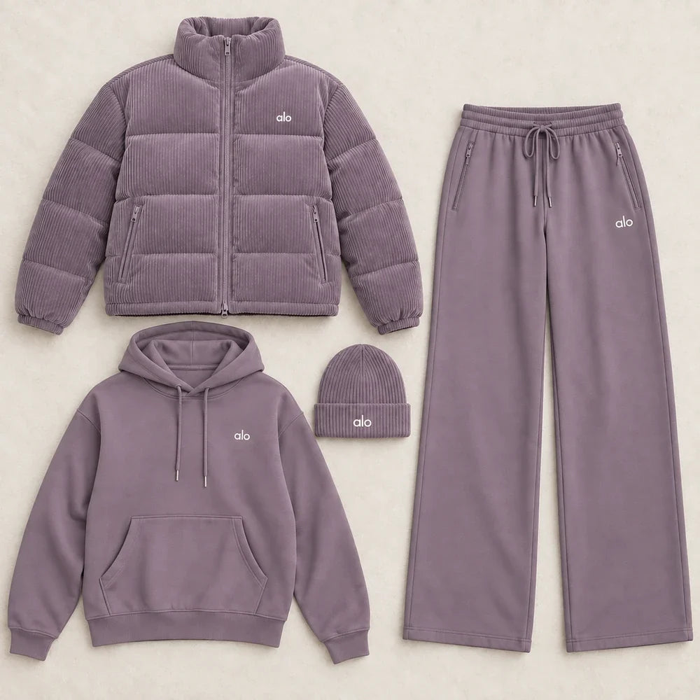 Corduroy down jacket set