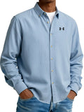 Pure Cotton Urban Commuter Casual Long-Sleeve Shirt with Collar