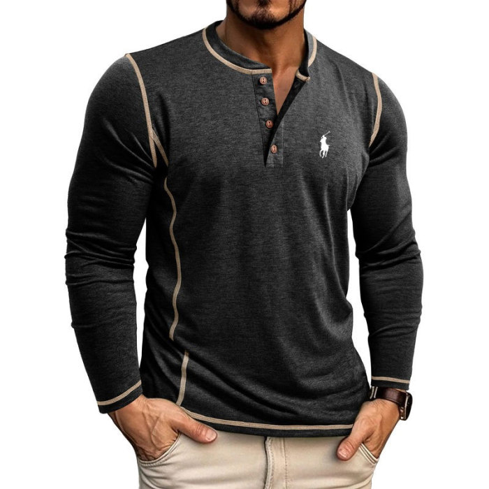 Hot Selling! Men's Autumn Button-Up Polo Shirt