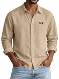 Casual Solid-Color Cotton-Linen Long-Sleeve Shirt with Collar – New Autumn Arrival
