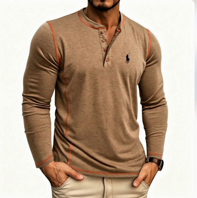 Hot Selling! Men's Autumn Button-Up Polo Shirt