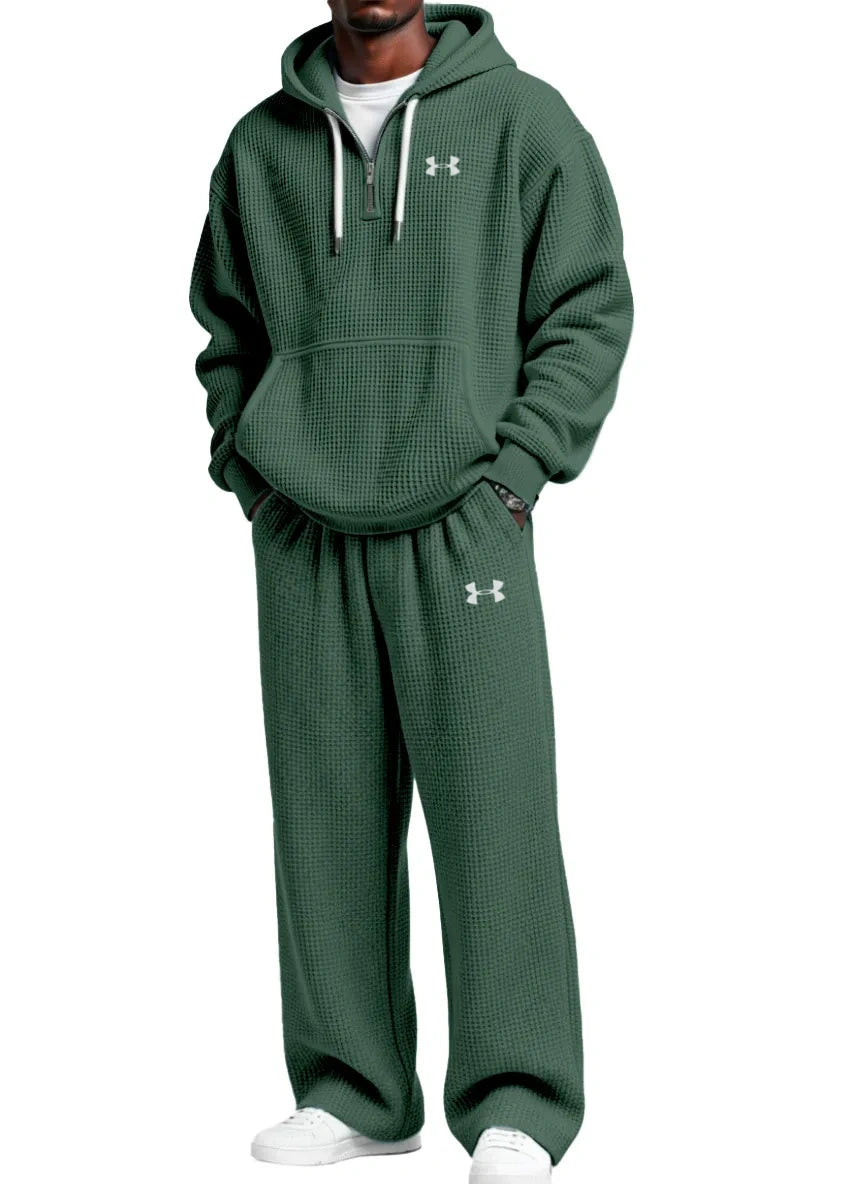 Pure Cotton Zip-Up Hoodie and Straight-Leg Pants Casual Set