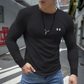 Cotton Waffle-Knit Crew-Neck Stretch Long-Sleeve Athleisure T-Shirt