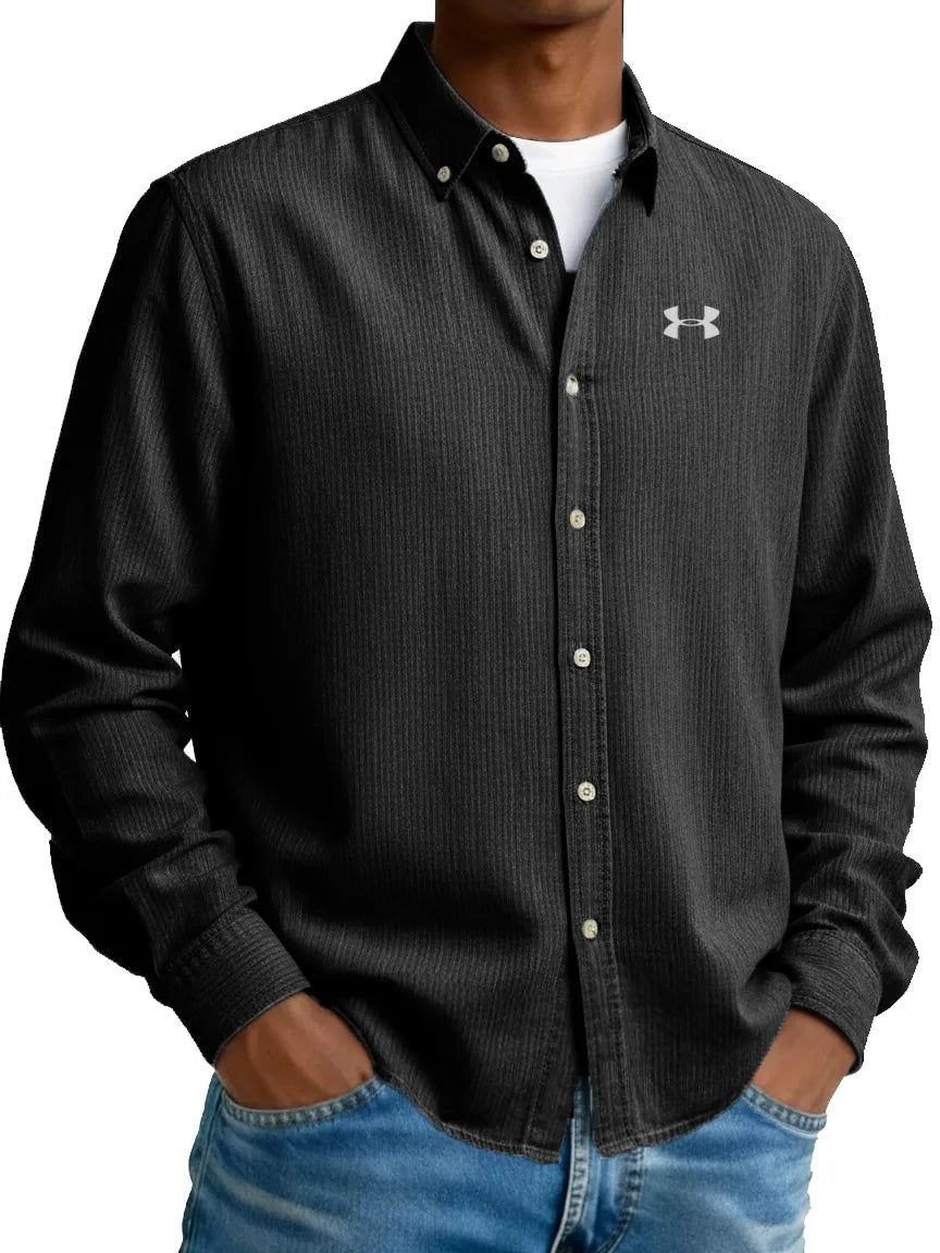 Pure Cotton Urban Commuter Casual Long-Sleeve Shirt with Collar