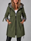 Long hooded zip-up coat