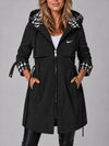 Long hooded zip-up coat