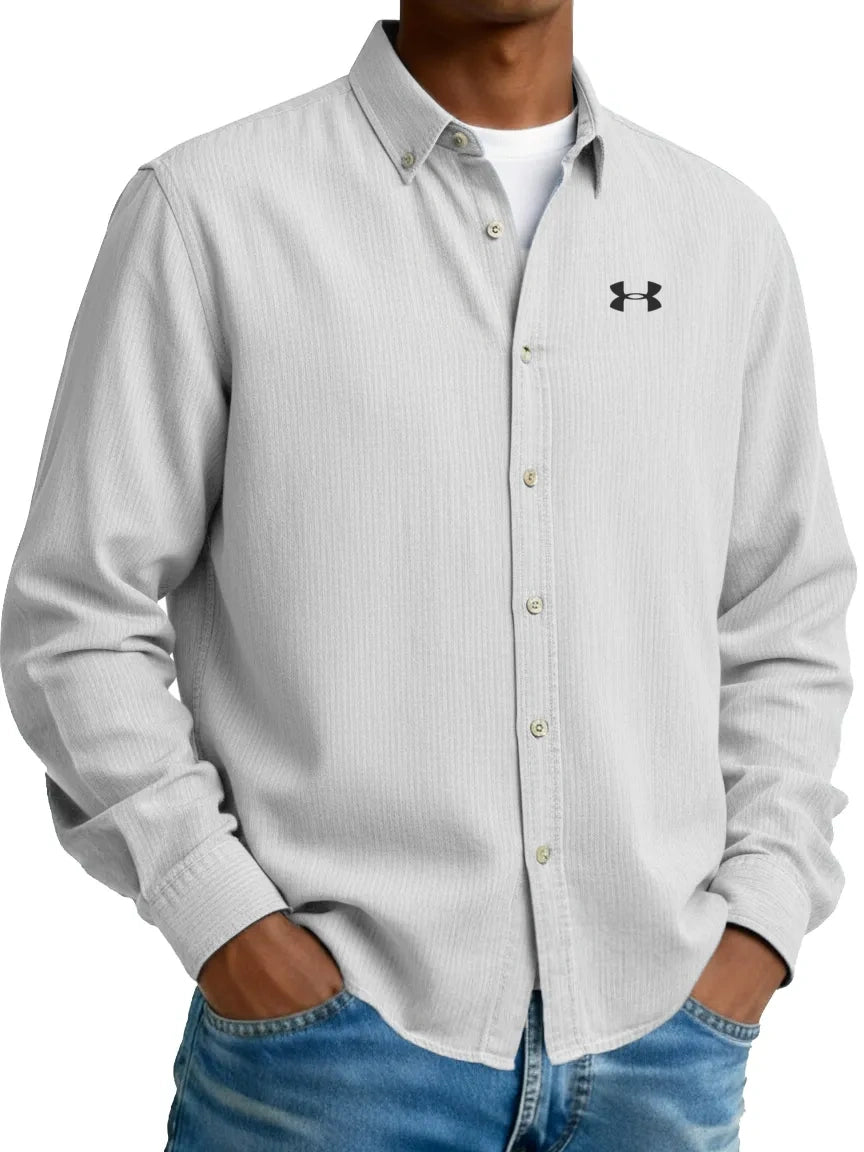 Pure Cotton Urban Commuter Casual Long-Sleeve Shirt with Collar
