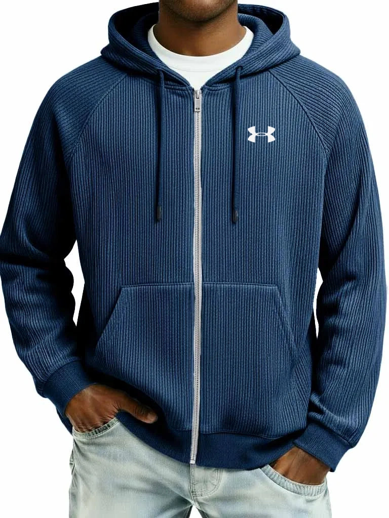Stylish Pure Cotton Rib-Knit Raglan-Sleeve Cardigan Jacket with Pockets