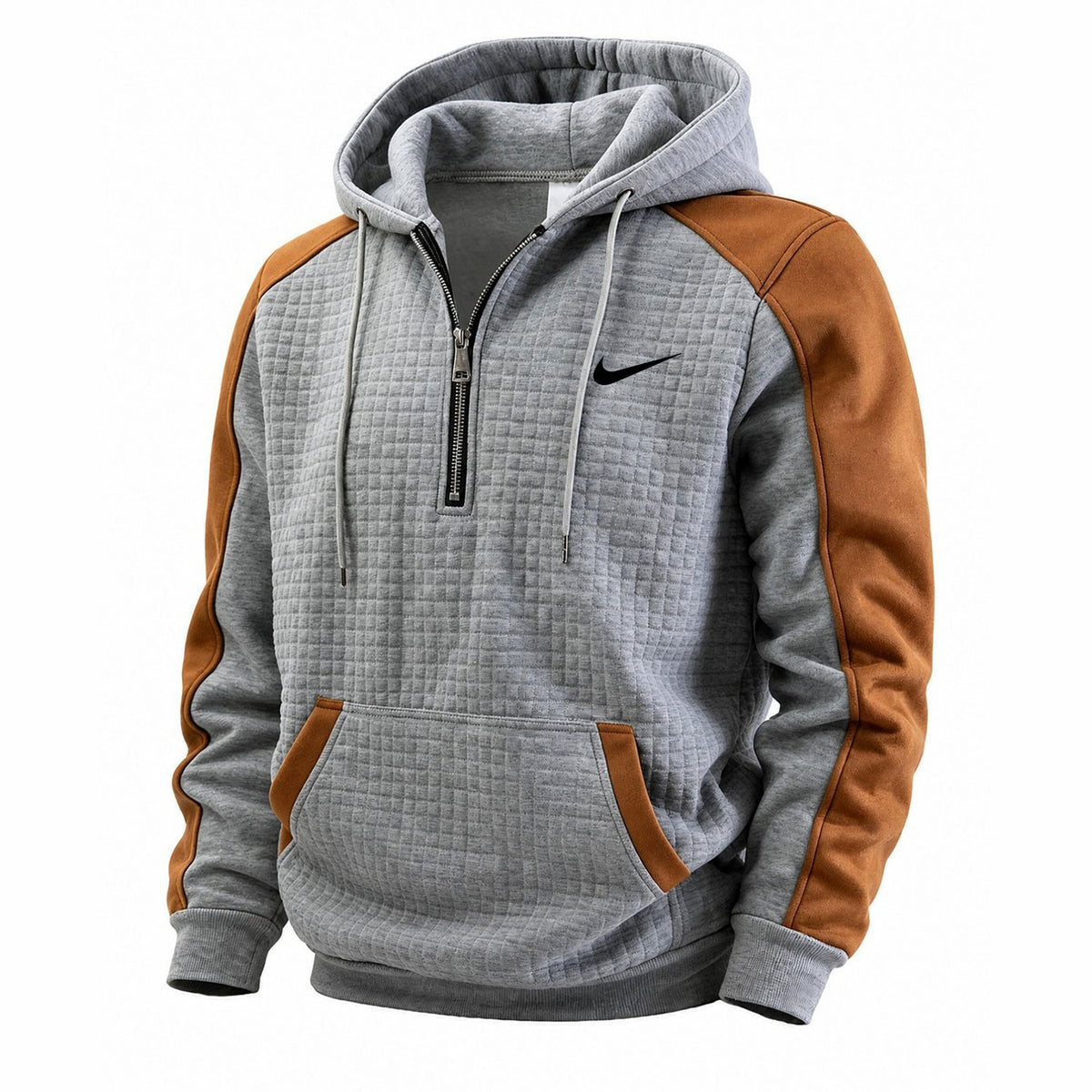 Stylish Color-Block Waffle-Knit Hoodie – New for Autumn