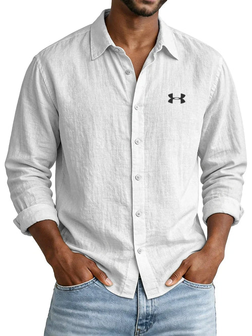 Casual Solid-Color Cotton-Linen Long-Sleeve Shirt with Collar – New Autumn Arrival