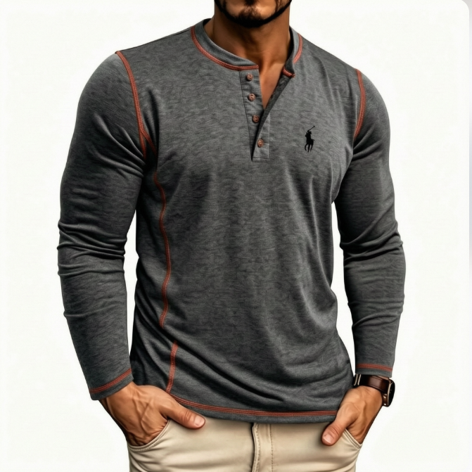 Hot Selling! Men's Autumn Button-Up Polo Shirt