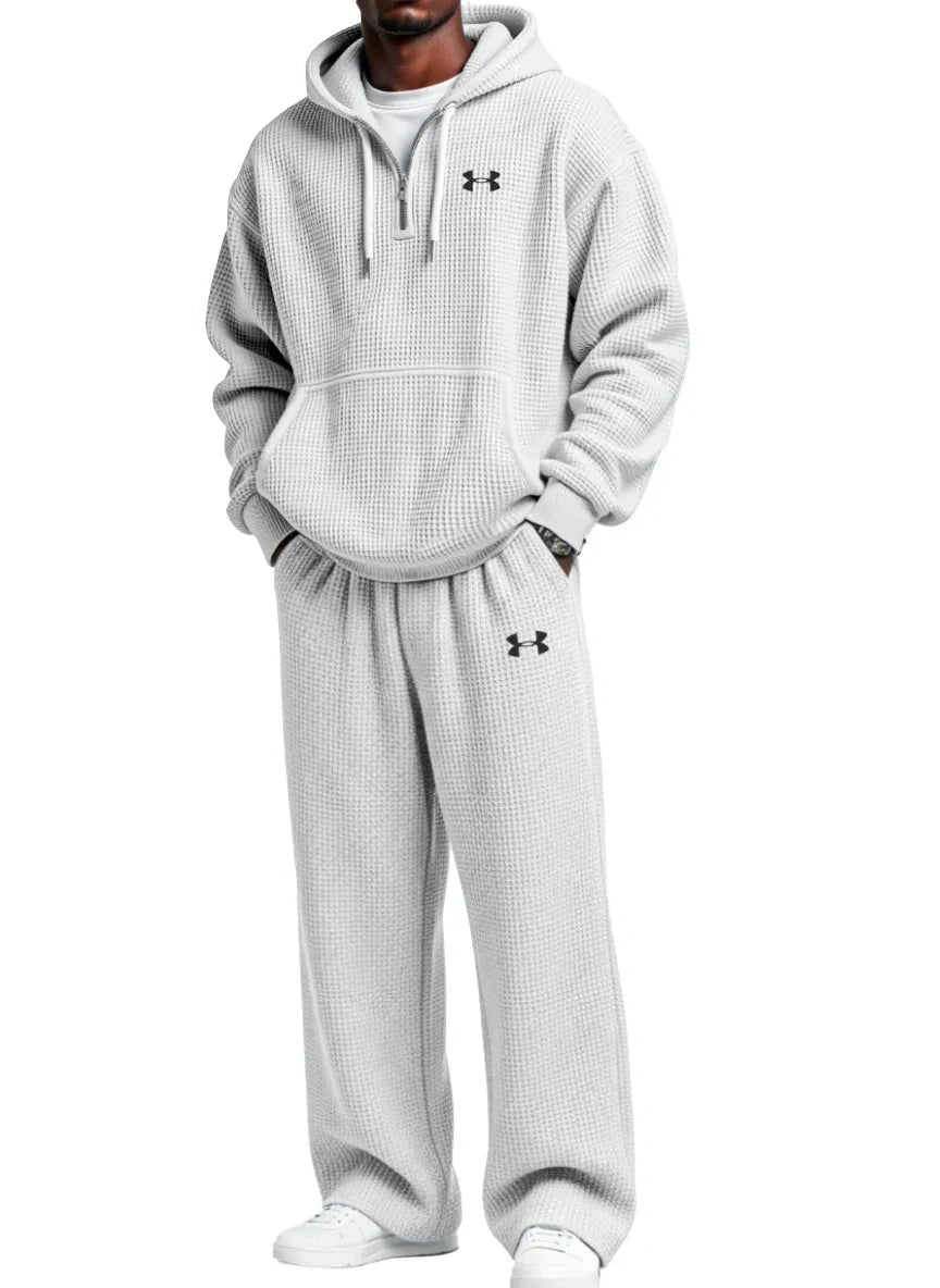 Pure Cotton Zip-Up Hoodie and Straight-Leg Pants Casual Set