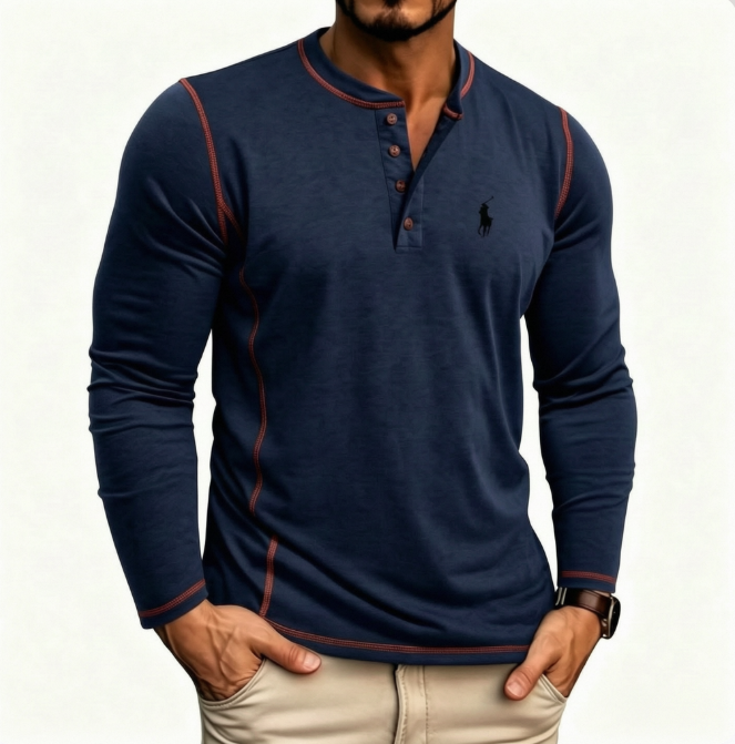 Hot Selling! Men's Autumn Button-Up Polo Shirt