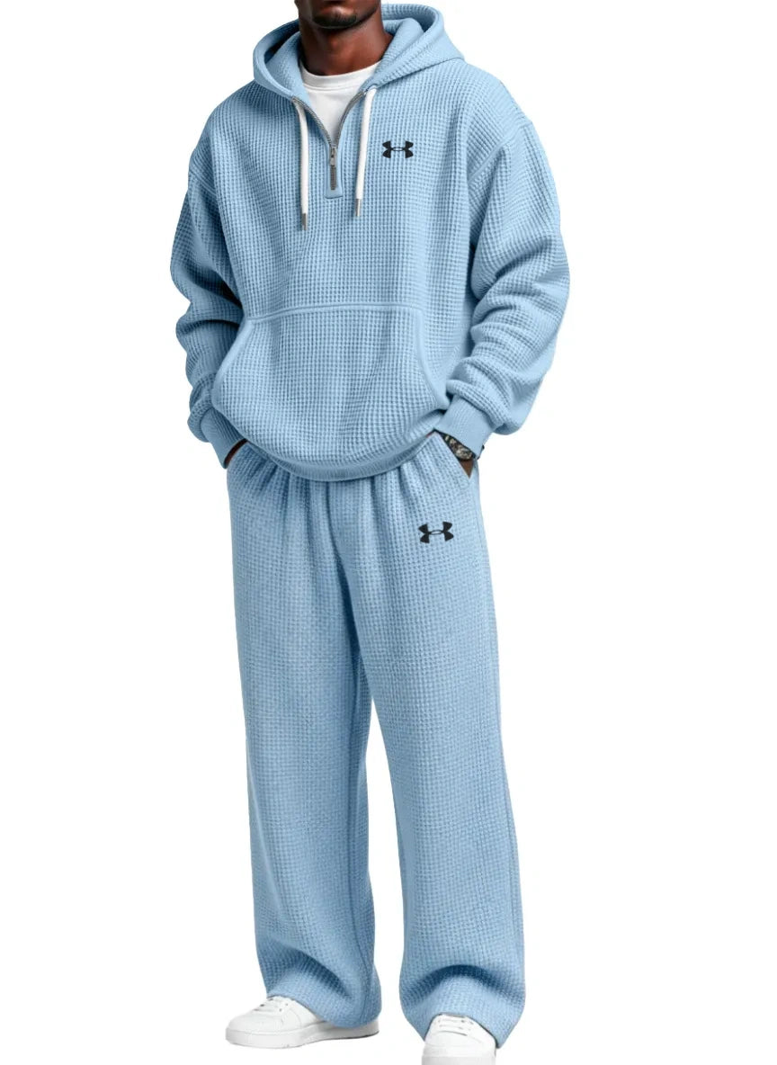Pure Cotton Zip-Up Hoodie and Straight-Leg Pants Casual Set