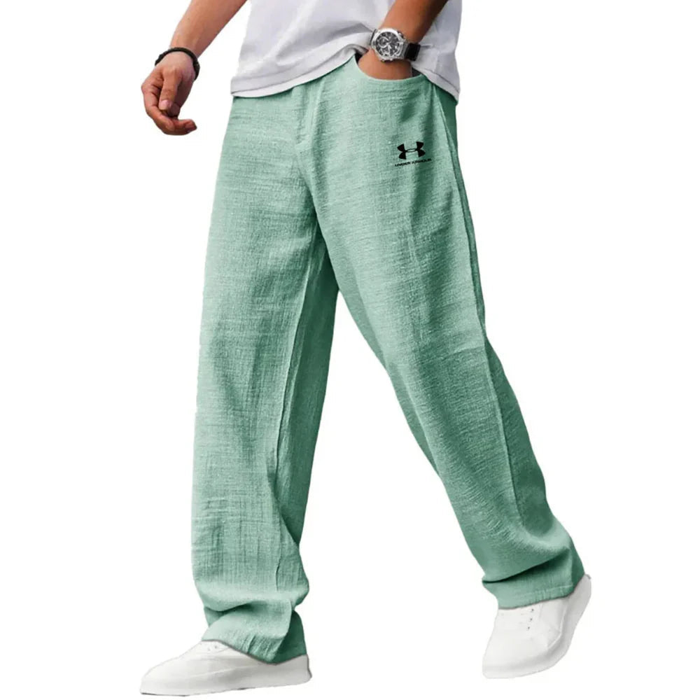 Pure cotton casual loose straight-leg trousers