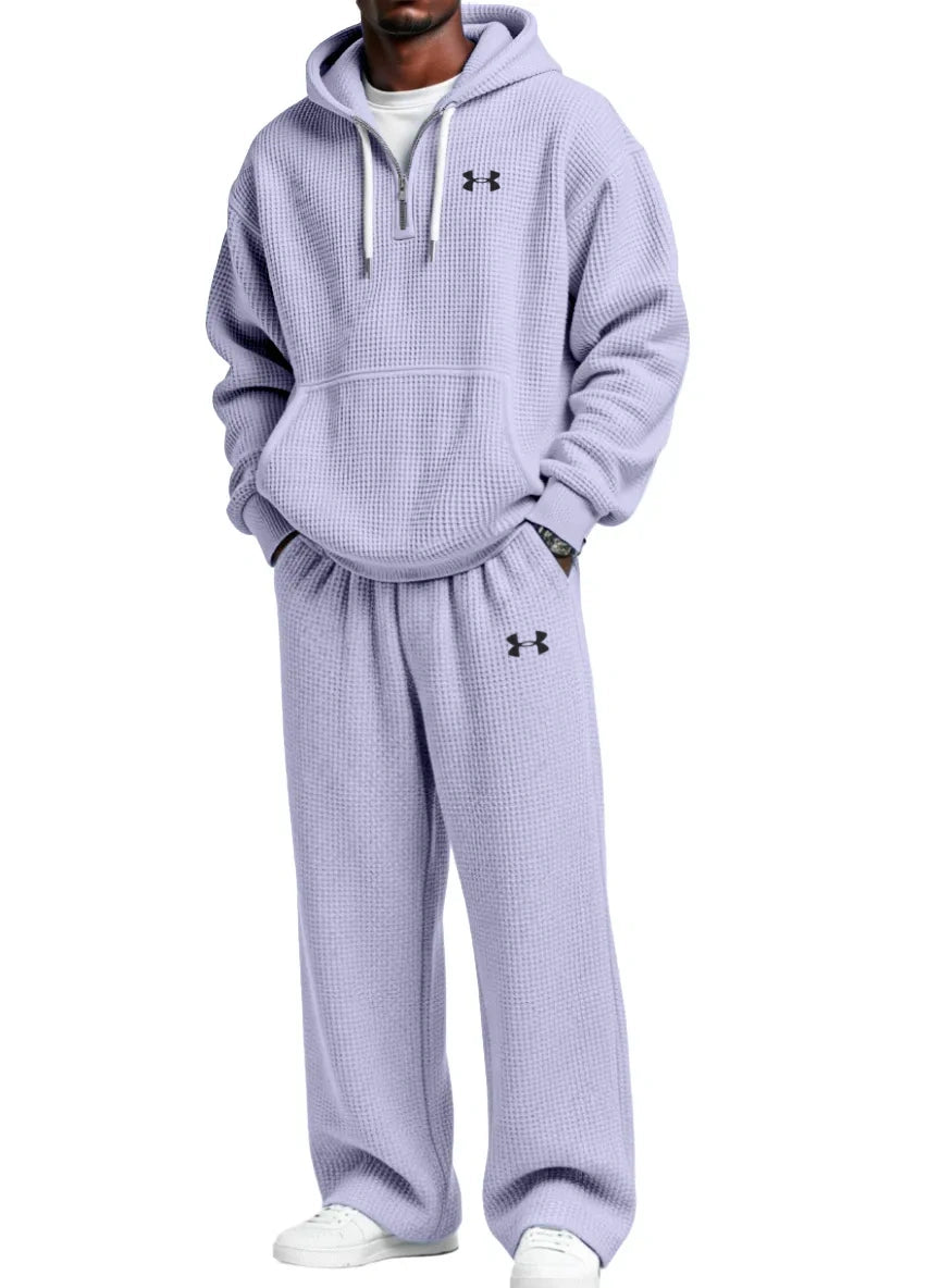 Pure Cotton Zip-Up Hoodie and Straight-Leg Pants Casual Set