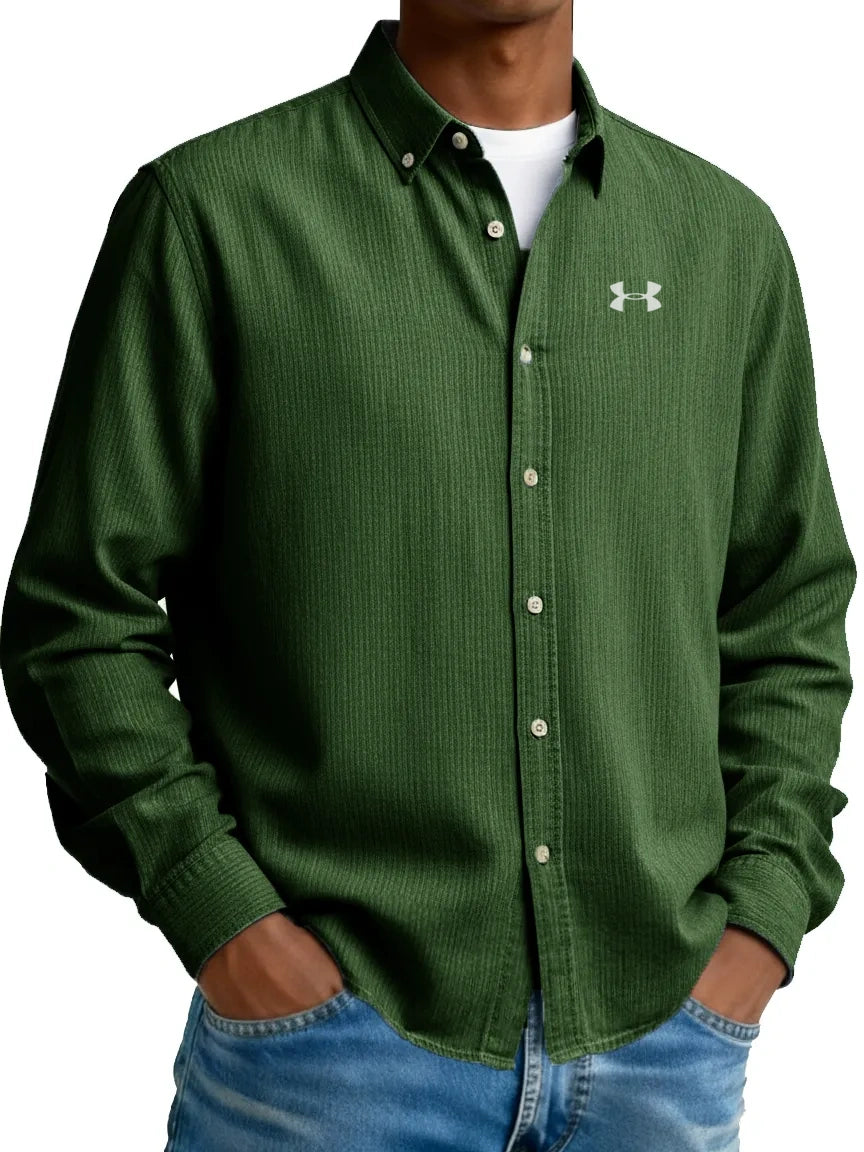 Pure Cotton Urban Commuter Casual Long-Sleeve Shirt with Collar