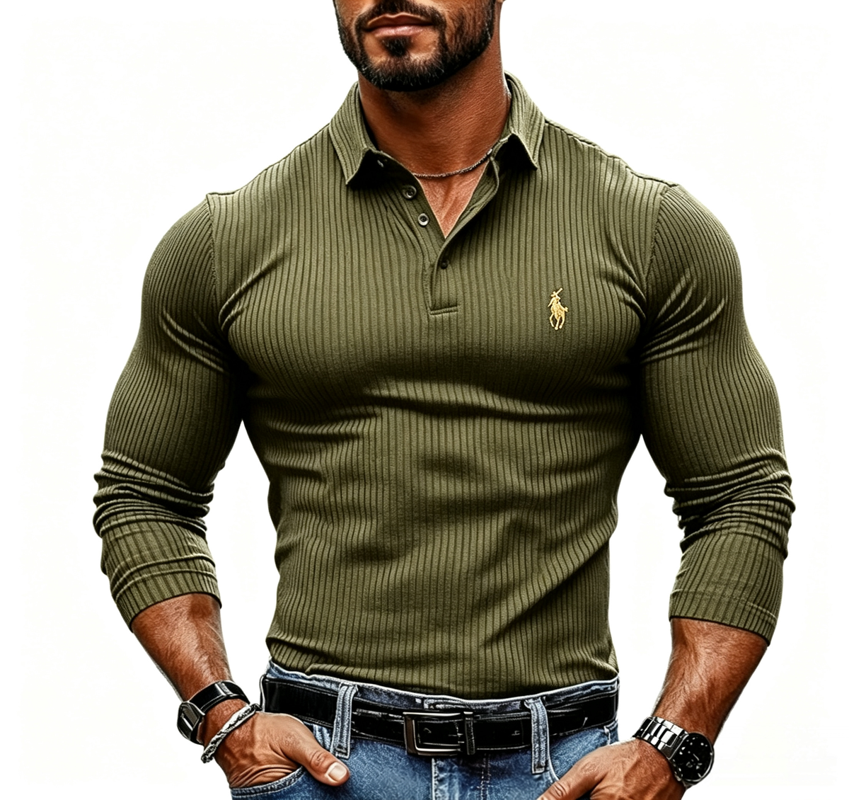Pure Cotton Waffle-Knit Solid-Color Casual Shirt