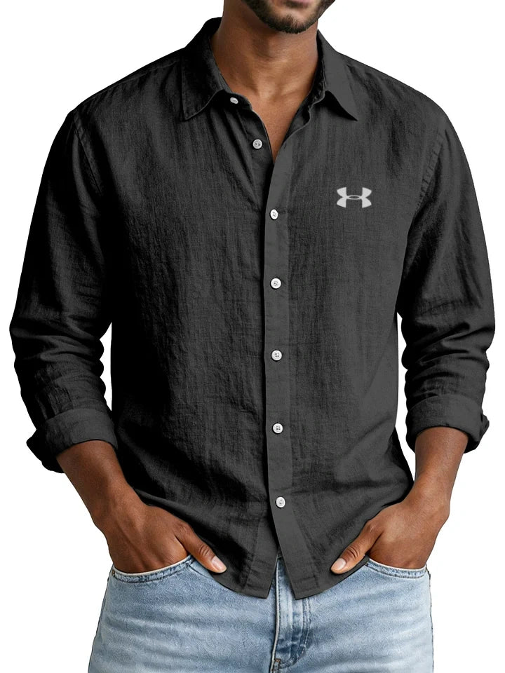 Casual Solid-Color Cotton-Linen Long-Sleeve Shirt with Collar – New Autumn Arrival