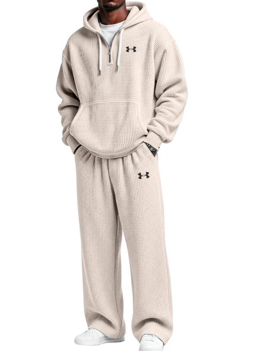 Pure Cotton Zip-Up Hoodie and Straight-Leg Pants Casual Set