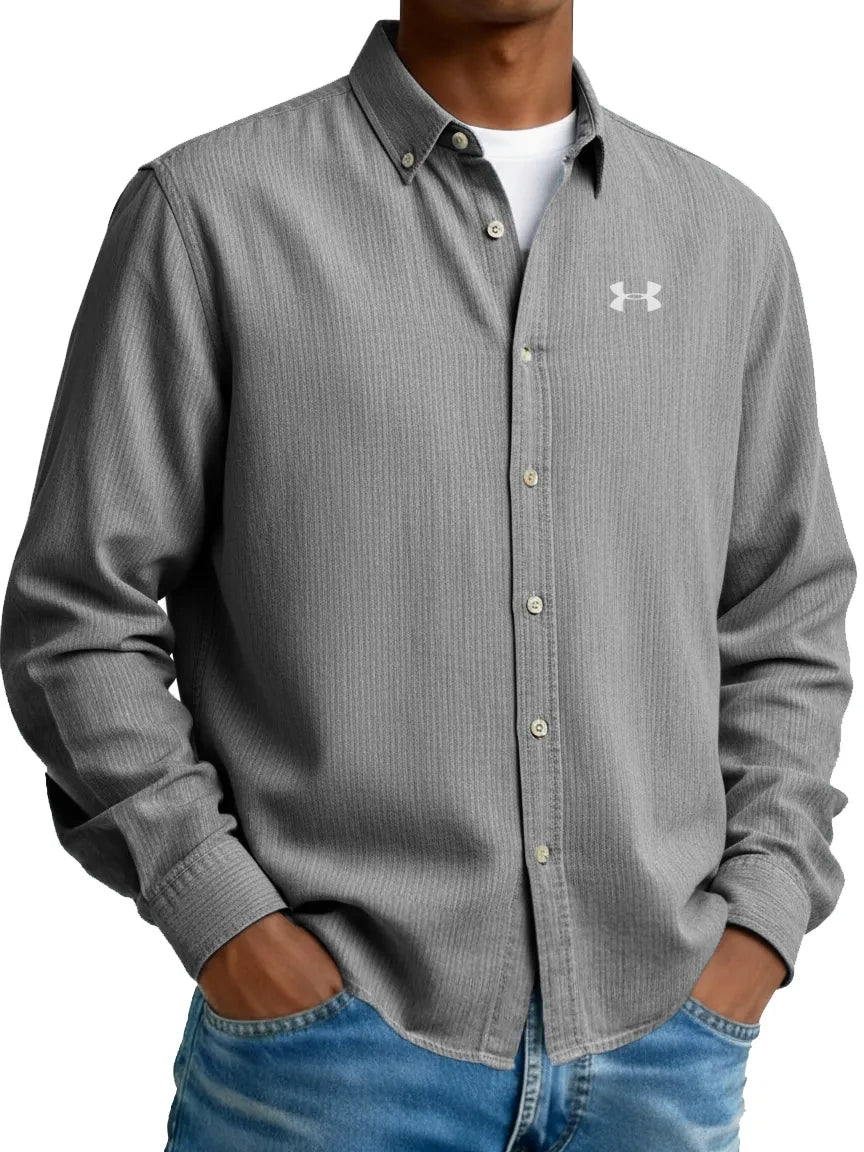 Pure Cotton Urban Commuter Casual Long-Sleeve Shirt with Collar