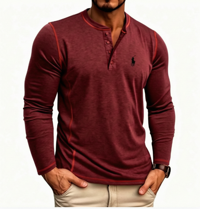 Hot Selling! Men's Autumn Button-Up Polo Shirt