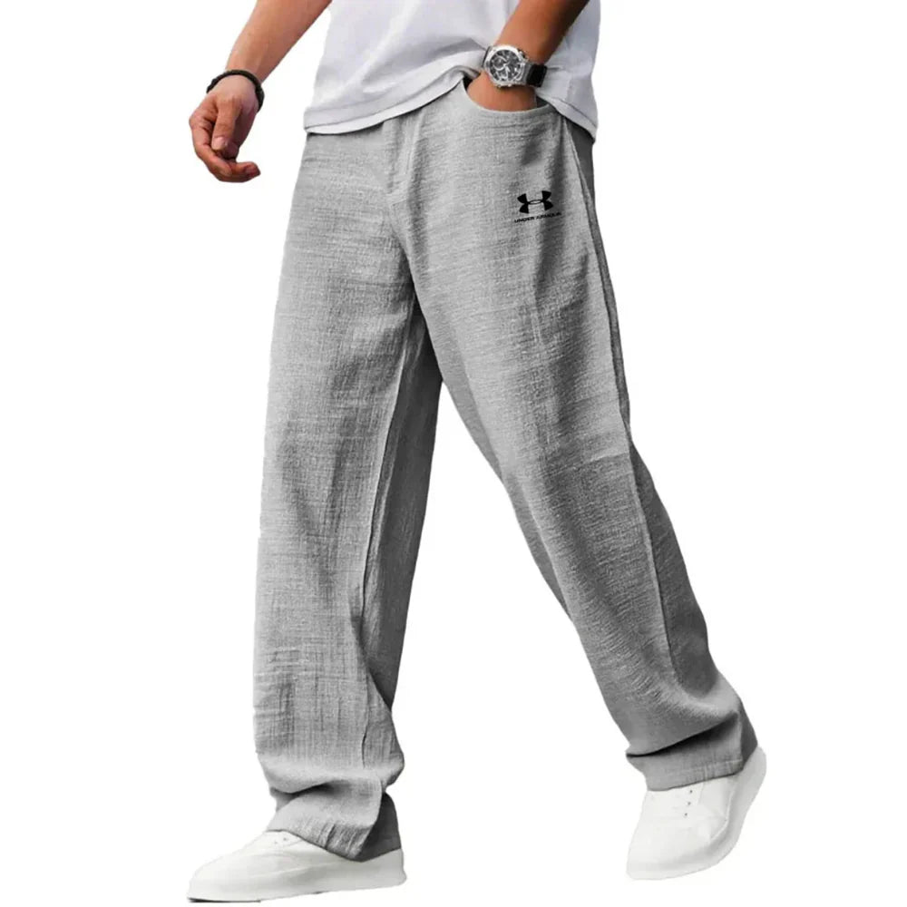 Pure cotton casual loose straight-leg trousers