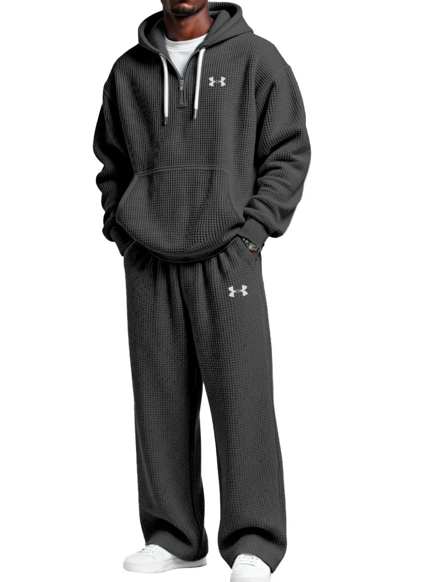 Pure Cotton Zip-Up Hoodie and Straight-Leg Pants Casual Set