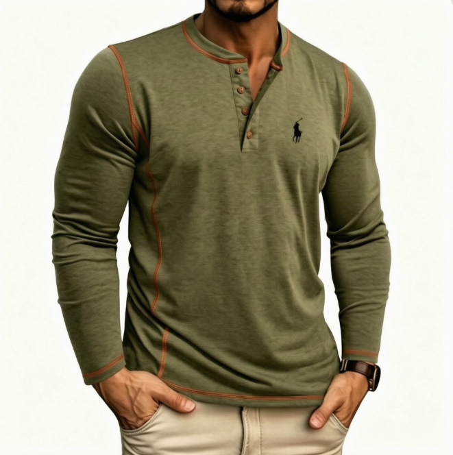 Hot Selling! Men's Autumn Button-Up Polo Shirt