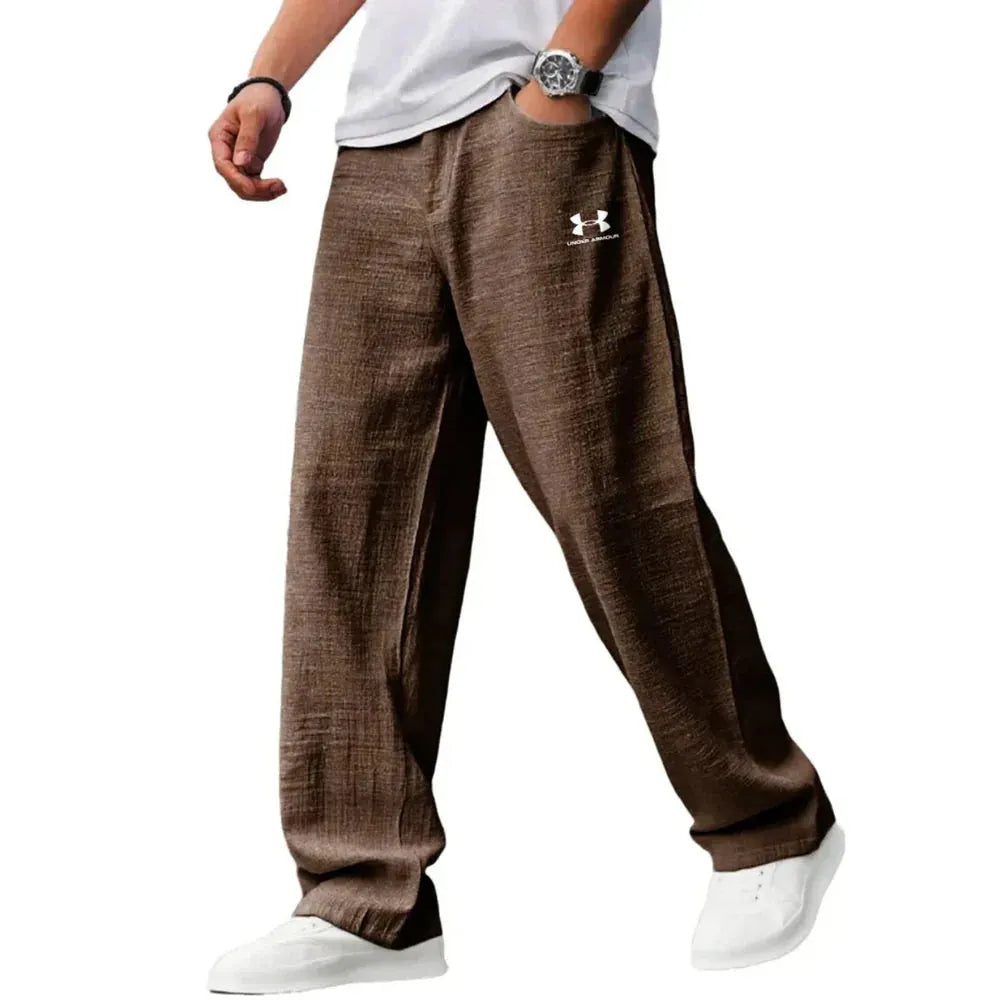 Pure cotton casual loose straight-leg trousers