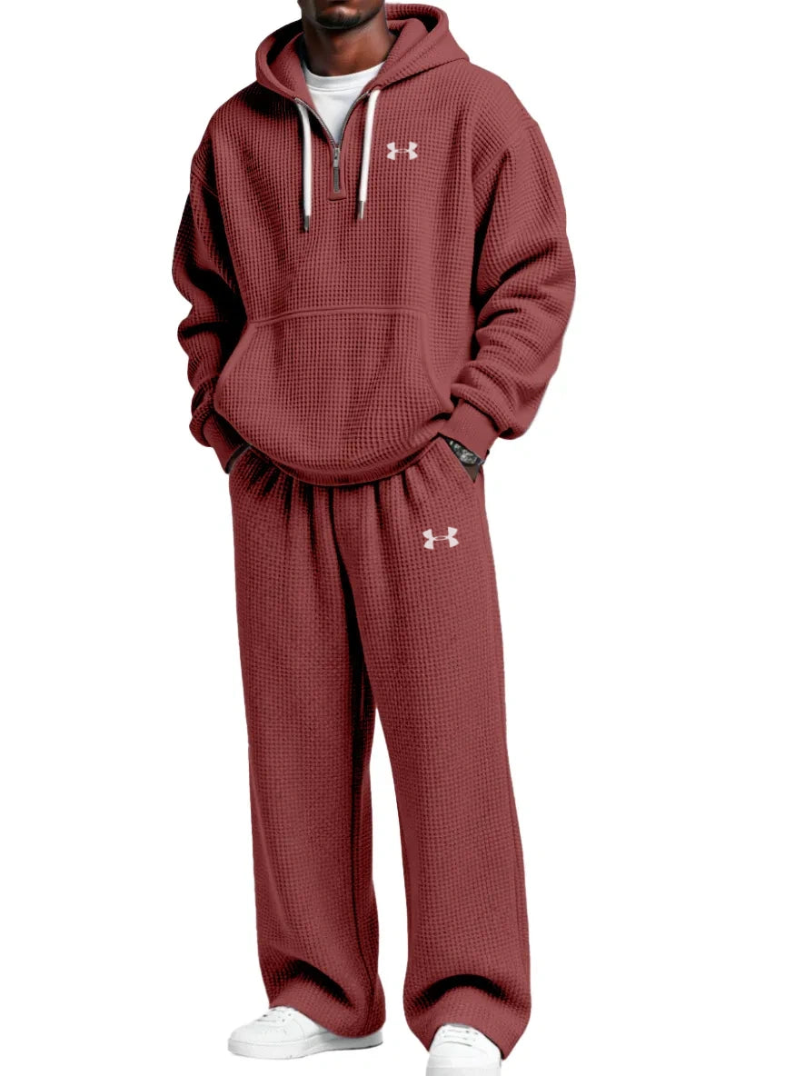 Pure Cotton Zip-Up Hoodie and Straight-Leg Pants Casual Set