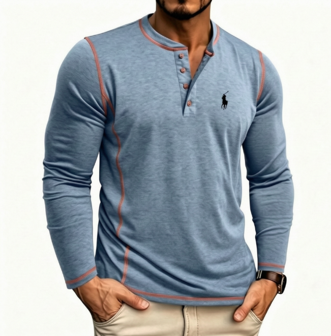 Hot Selling! Men's Autumn Button-Up Polo Shirt