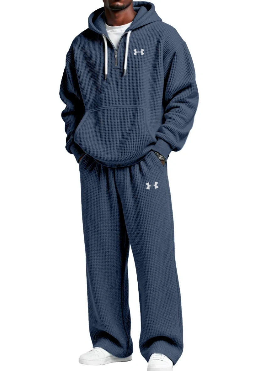 Pure Cotton Zip-Up Hoodie and Straight-Leg Pants Casual Set