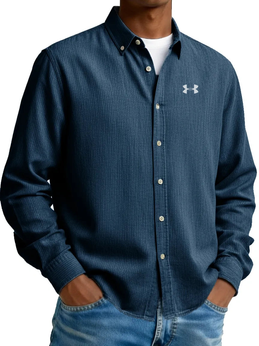 Pure Cotton Urban Commuter Casual Long-Sleeve Shirt with Collar