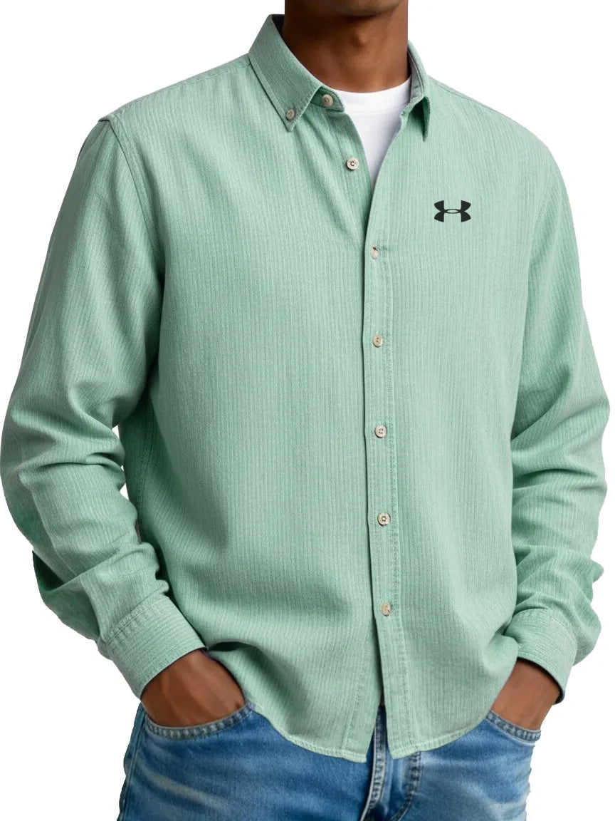 Pure Cotton Urban Commuter Casual Long-Sleeve Shirt with Collar