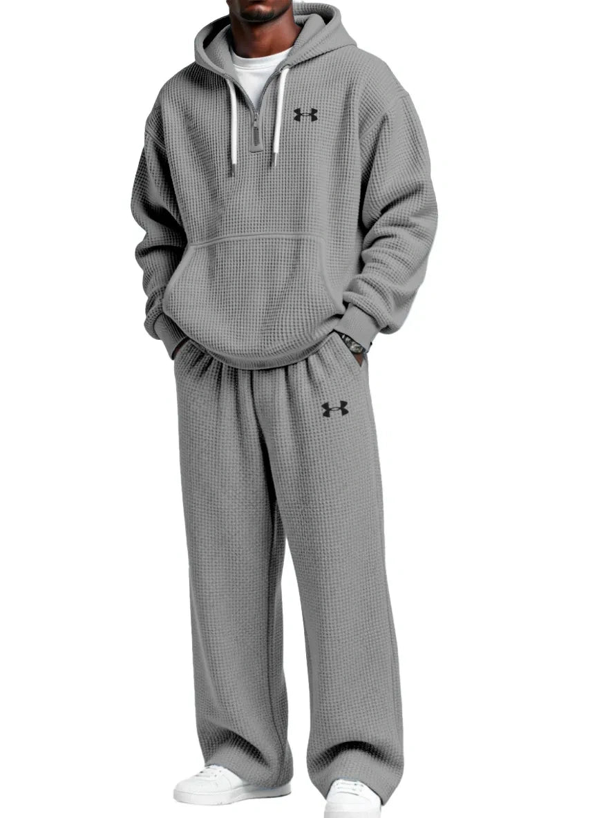 Pure Cotton Zip-Up Hoodie and Straight-Leg Pants Casual Set