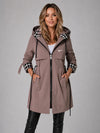 Long hooded zip-up coat