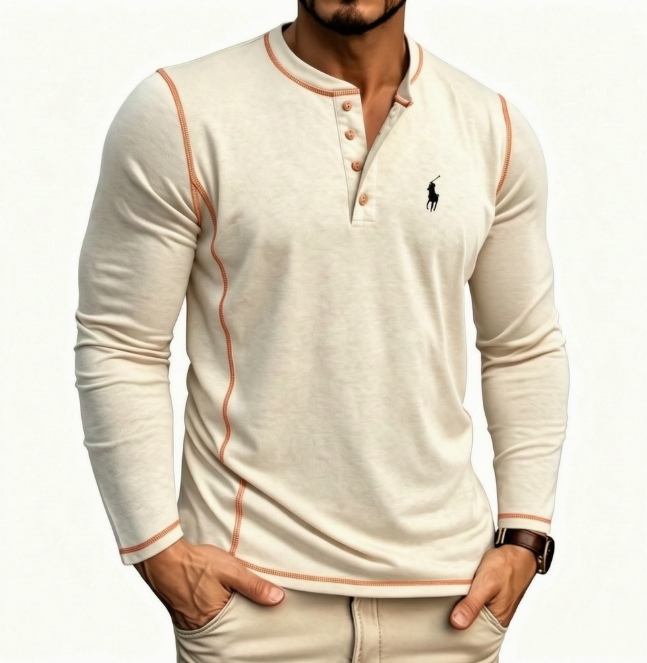 Hot Selling! Men's Autumn Button-Up Polo Shirt
