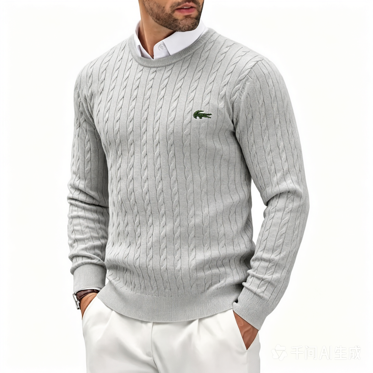Knitted cable knit sweater