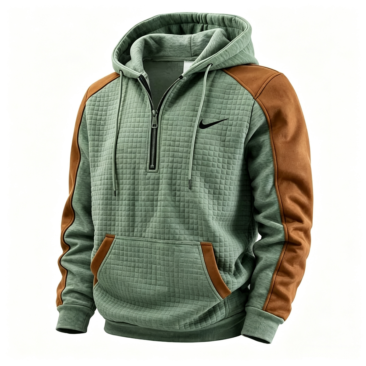 Stylish Color-Block Waffle-Knit Hoodie – New for Autumn